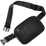 NNEDSZ Black Adjustable Waterproof PU Leather Waist Bag – Stylish Crossbody Belt Bag for Men & Women