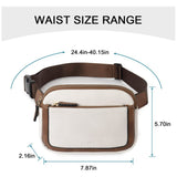 NNEDSZ White And Brown Color Matching Adjustable Waterproof PU Leather Waist Bag - Stylish Crossbody Belt Bag for Men & Women