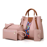 NNEDSZ Pink Elegant 4-Piece Women’s Handbag Set – Stylish PU Leather Tote, Shoulder Bag, Clutch, and Wallet for Every Occasion