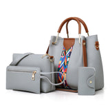 NNEDSZ Grey Elegant 4-Piece Women's Handbag Set - Stylish PU Leather Tote, Shoulder Bag, Clutch, and Wallet for Every Occasion