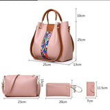 NNEDSZ Black Elegant 4-Piece Women's Handbag Set - Stylish PU Leather Tote, Shoulder Bag, Clutch, and Wallet for Every Occasion