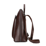 NNEDSZ Brown Stylish Women's PU Leather Backpack - Spacious, Anti-Theft, Multi-Pocket Travel Bag for School or Work
