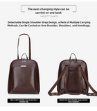 NNEDSZ Brown Stylish Women's PU Leather Backpack - Spacious, Anti-Theft, Multi-Pocket Travel Bag for School or Work