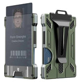 NNEDSZ 1 Pcs Green Premium RFID Blocking Aluminum Alloy ID Badge Holder with Transparent Card Slot & Money Clip