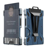 NNEDSZ 1 Pcs Blue Premium RFID Blocking Aluminum Alloy ID Badge Holder with Transparent Card Slot & Money Clip