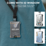 NNEDSZ 1 Pcs Blue Premium RFID Blocking Aluminum Alloy ID Badge Holder with Transparent Card Slot & Money Clip