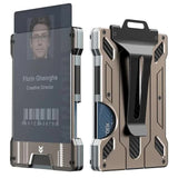 NNEDSZ 1 Pcs Gold Premium RFID Blocking Aluminum Alloy ID Badge Holder with Transparent Card Slot & Money Clip