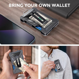 NNEDSZ 1 Pcs Grey Premium RFID Blocking Aluminum Alloy ID Badge Holder with Transparent Card Slot & Money Clip