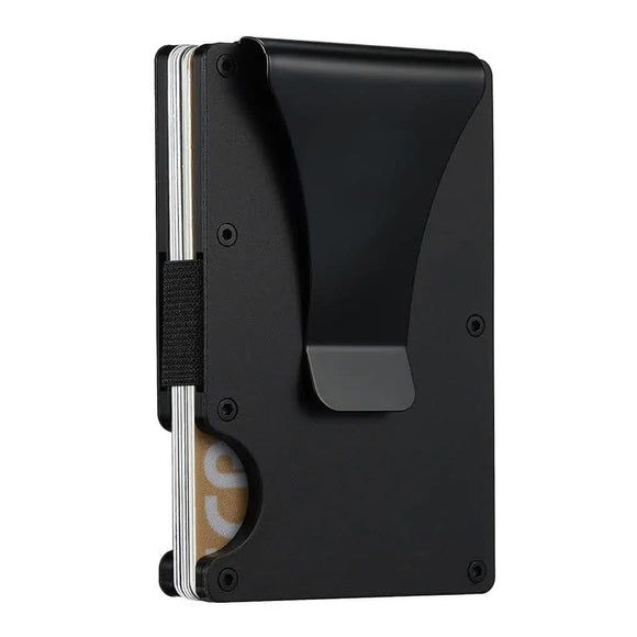 NNEDSZ 2 Pcs Black Aluminum Alloy RFID Blocking Wallet - Compact, Lightweight Credit Card Holder and Money Clip