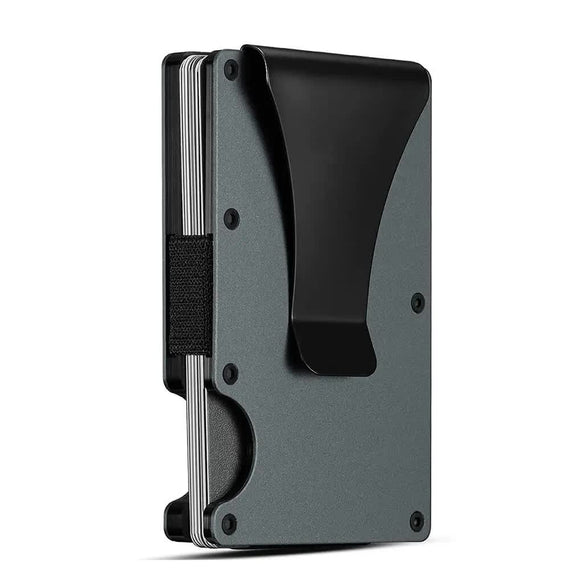 NNEDSZ 2 Pcs Grey Aluminum Alloy RFID Blocking Wallet - Compact, Lightweight Credit Card Holder and Money Clip