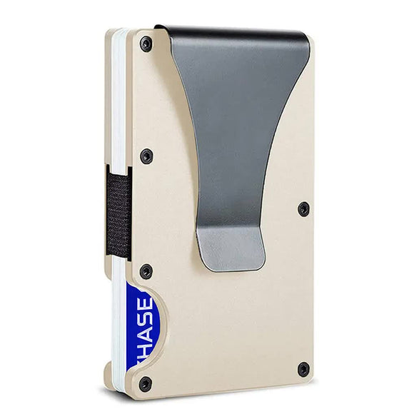 NNEDSZ 2 Pcs Gold Aluminum Alloy RFID Blocking Wallet - Compact, Lightweight Credit Card Holder and Money Clip