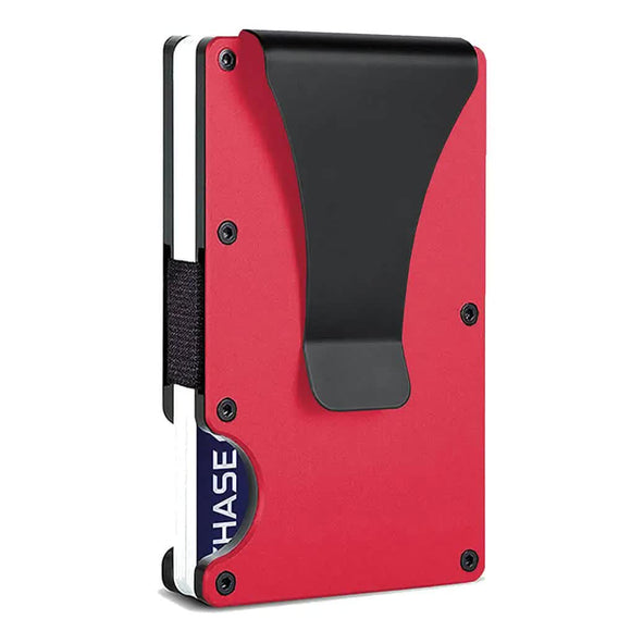 NNEDSZ 2 Pcs Red Aluminum Alloy RFID Blocking Wallet - Compact, Lightweight Credit Card Holder and Money Clip