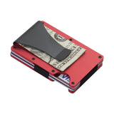 NNEDSZ 2 Pcs Red Aluminum Alloy RFID Blocking Wallet - Compact, Lightweight Credit Card Holder and Money Clip