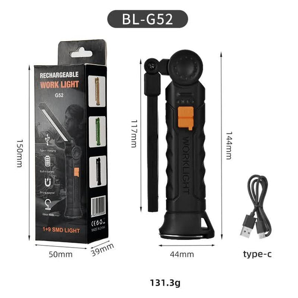 NNEDSZ 2 Pcs Black 360° Rotating COB LED Magnetic Work Light - Multi-Mode Rechargeable Flashlight for Automotive Repair & Emergency Lighting