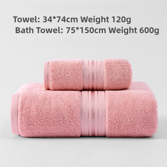 NNEDSZ Pink Luxury Cotton Towel Set(Towel + Bath Towel) - Quick Dry, Extra Thick & Absorbent, Perfect for Bath & Beach