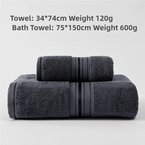 NNEDSZ Dark Grey Luxury Cotton Towel Set(Towel + Bath Towel) - Quick Dry, Extra Thick & Absorbent, Perfect for Bath & Beach