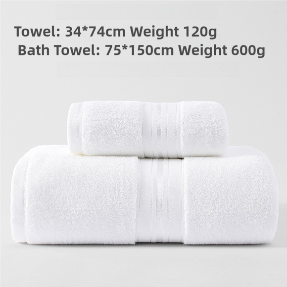 NNEDSZ White Cotton Towel Set(Towel + Bath Towel) - Quick Dry, Extra Thick & Absorbent, Perfect for Bath & Beach