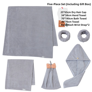 NNEDSZ Blue Soft Coral Fleece Towel and Bath Towel Gift Set - 5-Piece Luxurious Absorbent Set
