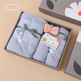 NNEDSZ Blue Soft Coral Fleece Towel and Bath Towel Gift Set - 5-Piece Luxurious Absorbent Set