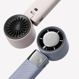 NNEDSZ Grey Portable Turbo Handheld USB Rechargeable Fan with Digital Speed Display - High-Speed Cooling Fan for Outdoor Use