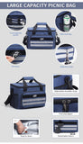 NNEDSZ Dark Blue 18L Large Capacity Outdoor Insulated Cooler Bag - Portable Picnic Ice Pack with Shoulder Strap