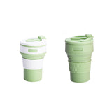 NNEDSZ 2 Pcs Green Collapsible Silicone Coffee Cup - Portable, Food-Grade, Microwave & Freezer Safe Travel Mug(Combination pack of the same color)