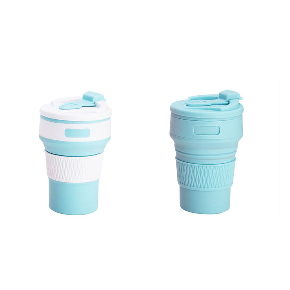 NNEDSZ 2 Pcs Blue Collapsible Silicone Coffee Cup - Portable, Food-Grade, Microwave & Freezer Safe Travel Mug(Combination pack of the same color)