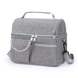 NNEDSZ Grey Large Insulated Breast Milk Storage Bag, Dual Layer with Aluminum Foil Lining, Waterproof Oxford Fabric, Portable Handheld Food Container