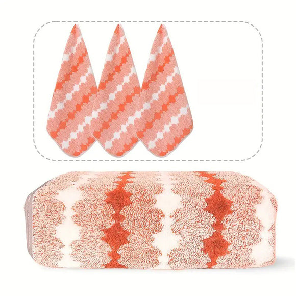 NNEDSZ Orange Premium Coral Fleece Towel Set - 1 Bath Towel (88x170cm) + 3 Hand Towels (35x35cm) - Soft, Absorbent, and Quick-Drying