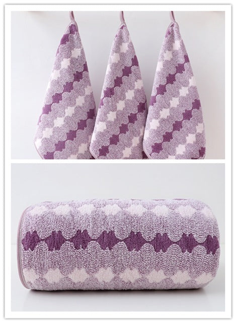 NNEDSZ Purple Premium Coral Fleece Towel Set - 1 Bath Towel (88x170cm) + 3 Hand Towels (35x35cm) - Soft, Absorbent, and Quick-Drying