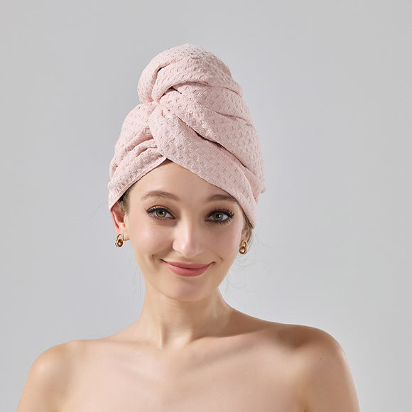 NNEDSZ 2 Pcs Pink Super Absorbent Waffle Weave Hair Towel, Multi-Functional Quick Drying Turban for Women, Soft & Fast Drying Head Wrap