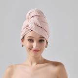NNEDSZ 2 Pcs Pink Super Absorbent Waffle Weave Hair Towel, Multi-Functional Quick Drying Turban for Women, Soft & Fast Drying Head Wrap