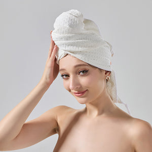 NNEDSZ 2 Pcs White Super Absorbent Waffle Weave Hair Towel, Multi-Functional Quick Drying Turban for Women, Soft & Fast Drying Head Wrap
