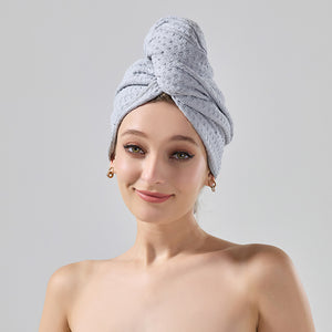NNEDSZ 2 Pcs Grey Super Absorbent Waffle Weave Hair Towel, Multi-Functional Quick Drying Turban for Women, Soft & Fast Drying Head Wrap