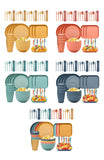 NNEDSZ Four-person Set Multicolor Eco-Friendly Wheat Straw Dinnerware Set,  Plate, Bowl, Cup & Utensil Set - Lightweight, Reusable, and Durable for Home, School, and Travel