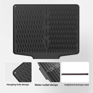 NNEDSZ Black Silicone Dish Drying Mat, Non-Slip Draining Pad for Sink, Heat-Resistant and Water-Absorbent, Ideal for Dishes, Cups, and Utensils