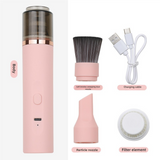 NNEDSZ Pink Mini Portable Wireless Dust Vacuum Cleaner, Powerful and Long-Lasting Handheld Vacuum for Makeup Tables, Powder, and Dust