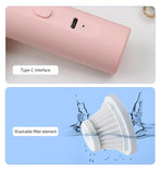 NNEDSZ Pink Mini Portable Wireless Dust Vacuum Cleaner, Powerful and Long-Lasting Handheld Vacuum for Makeup Tables, Powder, and Dust