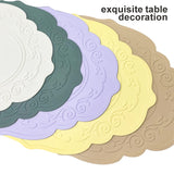 NNEDSZ 2 Pcs Purple Oval Embossed Floral Edged Silicone Placemats, Non-Slip, Heat-Resistant, Easy-to-Clean Dining Table Mats, Korean and European Style