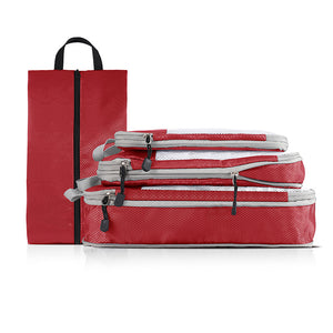 NNEDSZ Red Compression Travel Storage Bags Set, Mesh Travel Organizers for Luggage, Foldable and Space-Saving Packing Cubes