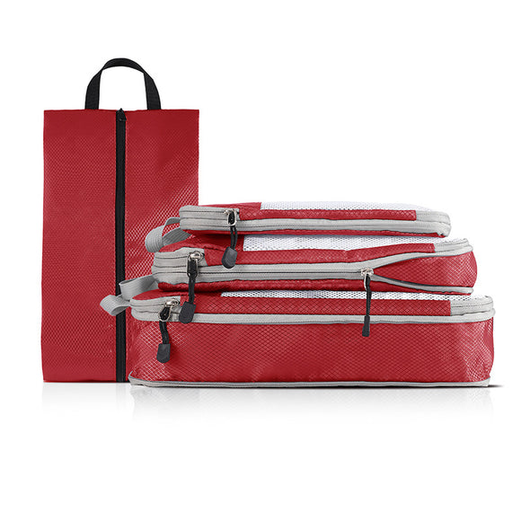 NNEDSZ Red Compression Travel Storage Bags Set, Mesh Travel Organizers for Luggage, Foldable and Space-Saving Packing Cubes