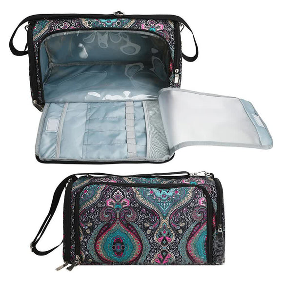 NNEDSZ Geometric Patterns Multi-Functional Crochet Hook and Yarn Storage Bag – Convenient Carrying Case for Crochet, Knitting Tools, and Yarn, with Stylish Pattern Design (Tools Not Included)