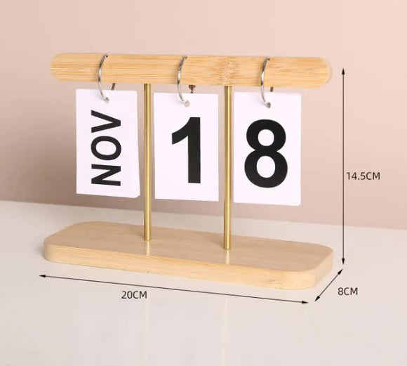 NNEDSZ Wood Color Modern Minimalist Wooden Flip Calendar – Stylish Desktop Calendar for Home, Office, and Study Room