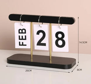 NNEDSZ Black Modern Minimalist Wooden Flip Calendar - Stylish Desktop Calendar for Home, Office, and Study Room