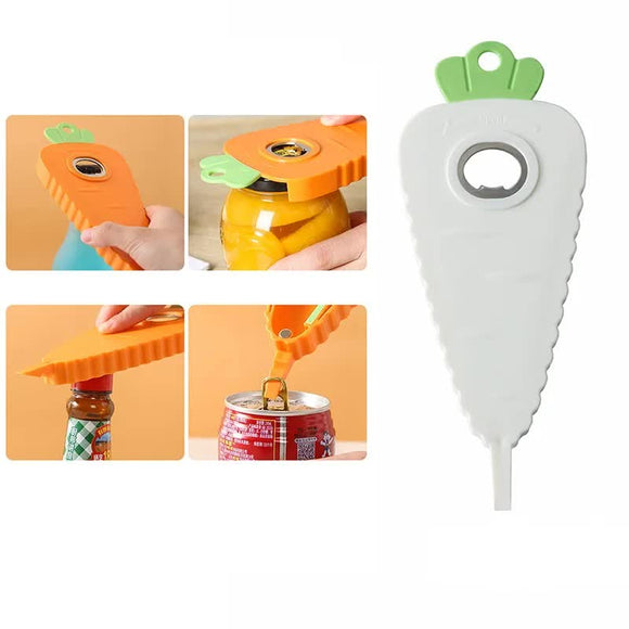 NNEDSZ 2 Pcs White Carrot-Shaped Multi-Function Bottle Opener - Versatile Kitchen Tool for Jars, Cans, and Bottles