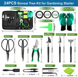 NNEDSZ 24-Piece Bonsai Tree Tool Kit for Gardening Starters – Complete Bonsai Care Set with Organizer Bag