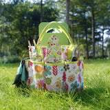 NNEDSZ Green 9-Piece Floral Garden Tool Set for Women – Complete Gardening Kit with Tote Bag, Pruners, and Gloves