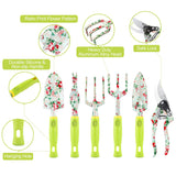 NNEDSZ Green 9-Piece Floral Garden Tool Set for Women – Complete Gardening Kit with Tote Bag, Pruners, and Gloves