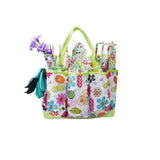 NNEDSZ Green 9-Piece Floral Garden Tool Set for Women – Complete Gardening Kit with Tote Bag, Pruners, and Gloves