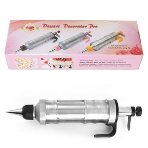 NNEDSZ Black Cream Piping Gun for Cookie Decorating - 6 Nozzle DIY Set for Baking and Cake Decoration